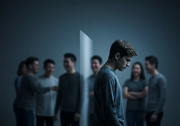 Una persona che si sente isolata, incapace di connettersi con gli altri.