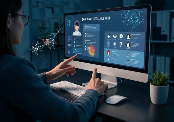 Person interacting with AI-powered online EQ test