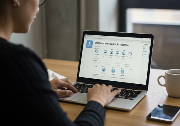 Person completing an online emotional intelligence test