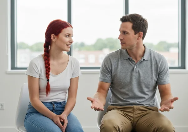 Two people practicing active listening exercise